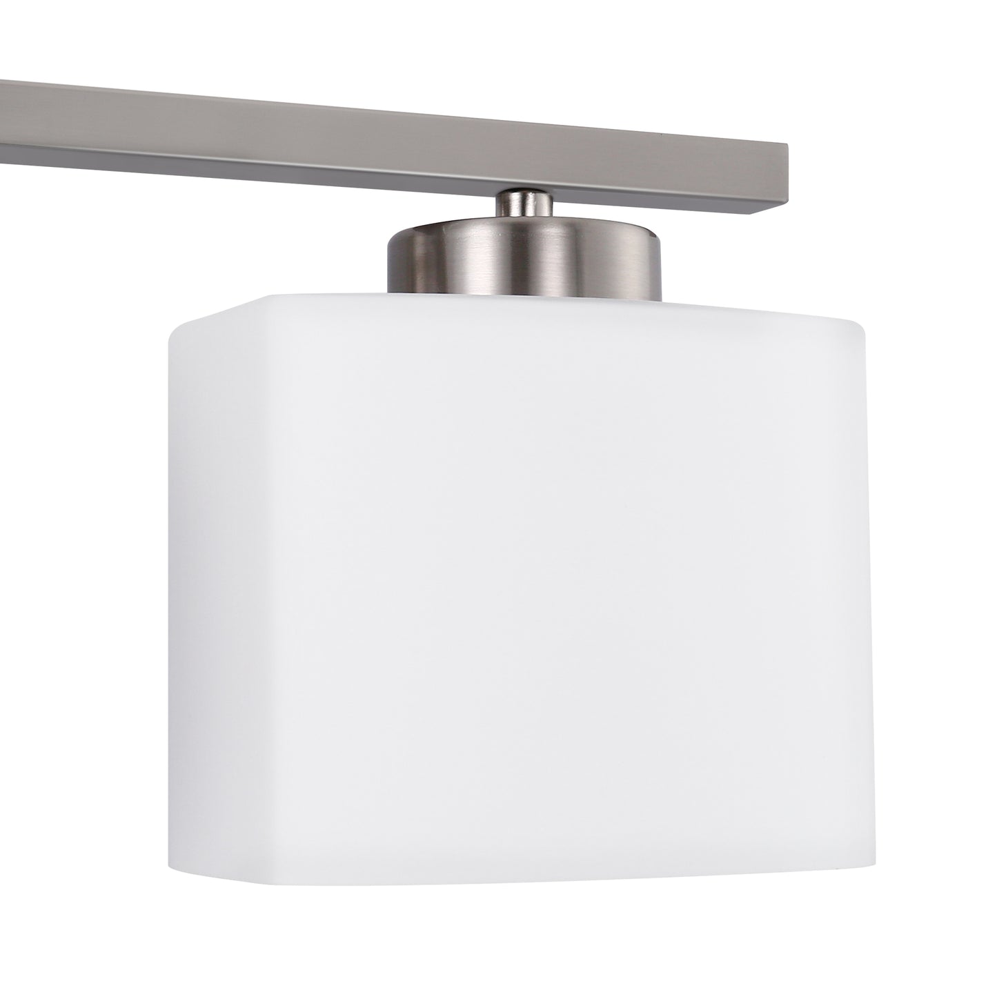 22 in. 3 Light Nickel Modern Square Vanity Light for Bathroom, Bedroom, Hallway with Milk White Glass Shades