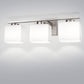 22 in. 3 Light Nickel Modern Square Vanity Light for Bathroom, Bedroom, Hallway with Milk White Glass Shades