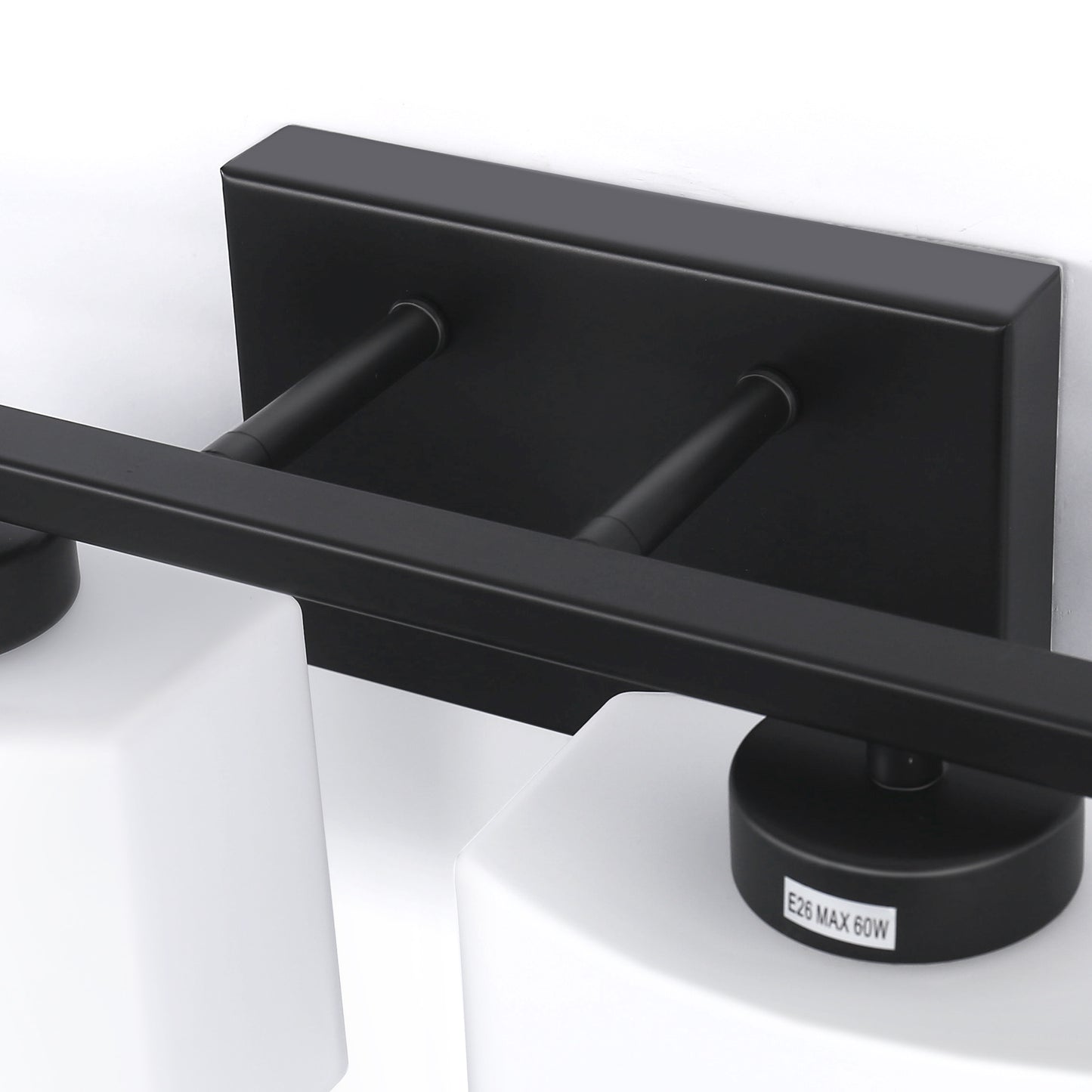 31 in. 4 Light Matte Black Modern Square Vanity Light for Bathroom, Bedroom, Hallway with Milk White Glass Shades