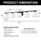 40 in. 5 Light Matte Black Modern Square Vanity Light with Milk White Glass Shades for Large Mirror in Bathroom
