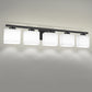 40 in. 5 Light Matte Black Modern Square Vanity Light with Milk White Glass Shades for Large Mirror in Bathroom