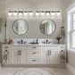 40 in. 5 Light Matte Black Modern Square Vanity Light with Milk White Glass Shades for Large Mirror in Bathroom