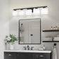 40 in. 5 Light Matte Black Modern Square Vanity Light with Milk White Glass Shades for Large Mirror in Bathroom