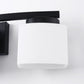 24 in. 3 Light Matte Black Modern Industrial Square Vanity Light for Bathroom with Curved Arms and Milk White Shades