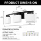 24 in. 3 Light Matte Black Modern Industrial Square Vanity Light for Bathroom with Curved Arms and Milk White Shades