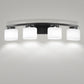 33.5 in. 4-Light Black Modern Square Vanity Light for Bathroom, Bedroom with Curved Arms and Milk White Glass Shades