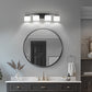 33.5 in. 4-Light Black Modern Square Vanity Light for Bathroom, Bedroom with Curved Arms and Milk White Glass Shades