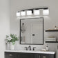 41 in. 5-Light Matte Black Modern Industrial Square Vanity Light for Bathroom with Curved Arms and Milk White Shades