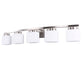 41 in. 5-Light Nickel Modern Square Vanity Light for Bathroom, Bedroom with Curved Arms and Milk White Glass Shades