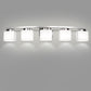 41 in. 5-Light Nickel Modern Square Vanity Light for Bathroom, Bedroom with Curved Arms and Milk White Glass Shades