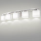 41 in. 5-Light Nickel Modern Square Vanity Light for Bathroom, Bedroom with Curved Arms and Milk White Glass Shades
