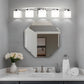 41 in. 5-Light Nickel Modern Square Vanity Light for Bathroom, Bedroom with Curved Arms and Milk White Glass Shades