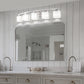 41 in. 5-Light Nickel Modern Square Vanity Light for Bathroom, Bedroom with Curved Arms and Milk White Glass Shades