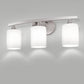 22 in. 3 Light Nickel Modern Cylinder Vanity Light for Bathroom, Bedroom with Curved Arms and Milk White Glass Shades