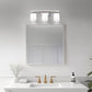 22 in. 3 Light Nickel Modern Cylinder Vanity Light for Bathroom, Bedroom with Curved Arms and Milk White Glass Shades