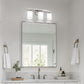 22 in. 3 Light Nickel Modern Cylinder Vanity Light for Bathroom, Bedroom with Curved Arms and Milk White Glass Shades