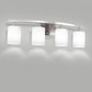 28 in. 4-Light Nickel Modern Cylinder Vanity Light for Bathroom, Bedroom with Curved Arms and Milk White Glass Shades