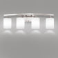28 in. 4-Light Nickel Modern Cylinder Vanity Light for Bathroom, Bedroom with Curved Arms and Milk White Glass Shades