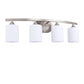 28 in. 4-Light Nickel Modern Cylinder Vanity Light for Bathroom, Bedroom with Curved Arms and Milk White Glass Shades