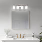 28 in. 4-Light Nickel Modern Cylinder Vanity Light for Bathroom, Bedroom with Curved Arms and Milk White Glass Shades