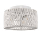 11.8 in. 3-Light White Rattan Flush Mount Ceiling Light for Hallway, Bedroom or Living Room