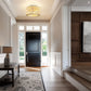 11.8 in. 3-Light White Rattan Flush Mount Ceiling Light for Hallway, Bedroom or Living Room