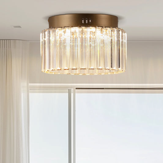 10 in. Gold Cylinder 1-Light Dimmable LED Flush Mount Ceiling Light Fixture with 3CCT Control