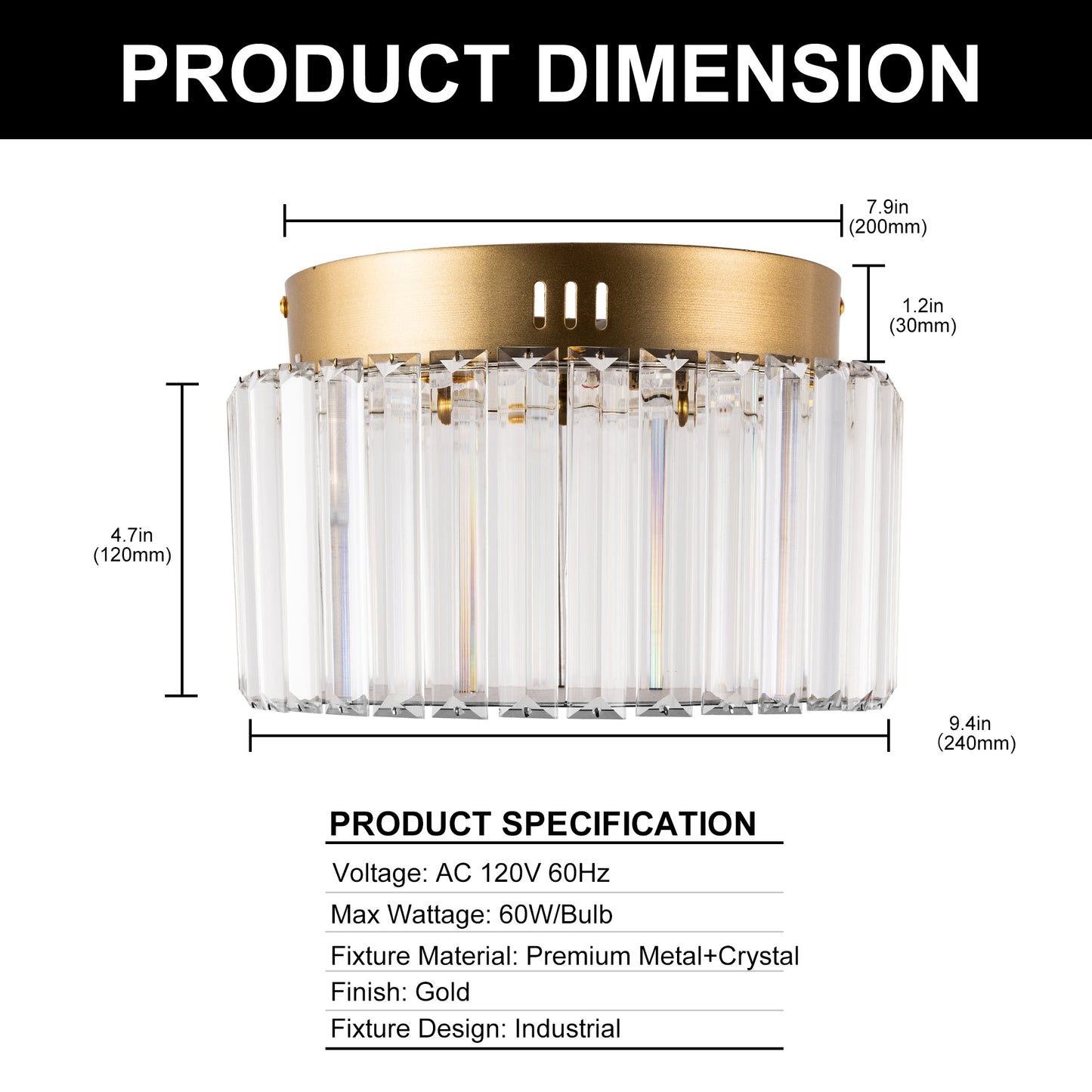 10 in. Gold Cylinder 1-Light Dimmable LED Flush Mount Ceiling Light Fixture with 3CCT Control