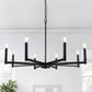 8-Light Black Farmhouse Chandelier with Candle Design for Dining Room, Kitchen Island, or Foyer