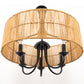 5-Light Hand Woven Rattan Pendant Light, Boho Large Farmhouse Chandelier Rattan Shade for Living Room