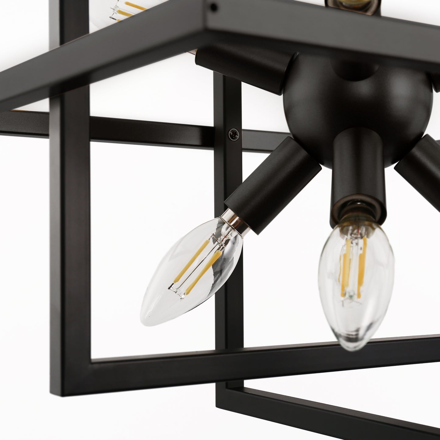 8-Light Black Modern Geometric Chandeliers, Industrial Adjustable Hanging Sputnik Pendant Light