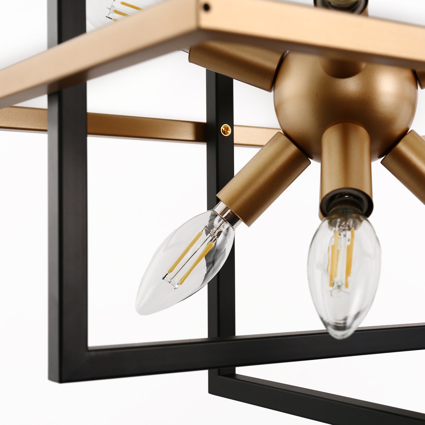 8-Light Black and Gold Modern Geometric Chandeliers, Industrial Adjustable Hanging Sputnik Pendant Light