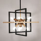 8-Light Black and Gold Modern Geometric Chandeliers, Industrial Adjustable Hanging Sputnik Pendant Light