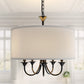 20 in. 5-Light Black Candle Style Empire Chandelier with Fabric Shades for Home Lighting
