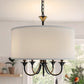 20 in. 5-Light Black Candle Style Empire Chandelier with Fabric Shades for Home Lighting