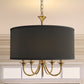 20 in. 5-Light Gold Candle Style Empire Chandelier with Black Fabric Shades for Home Lighting