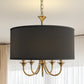 20 in. 5-Light Gold Candle Style Empire Chandelier with Black Fabric Shades for Home Lighting