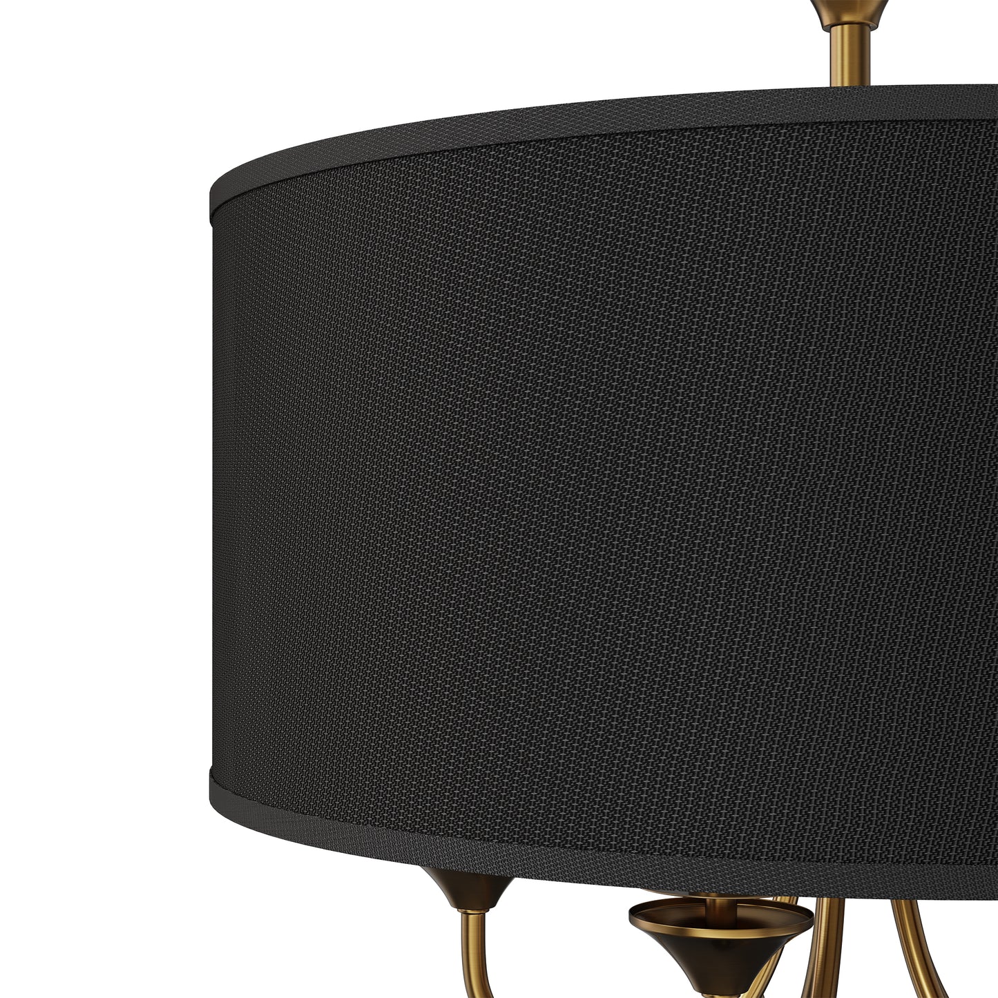 20 in. 5-Light Gold Candle Style Empire Chandelier with Black Fabric Shades for Home Lighting
