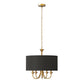 20 in. 5-Light Gold Candle Style Empire Chandelier with Black Fabric Shades for Home Lighting