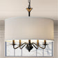 20 in. 5-Light Black Empire Chandelier with Fabric Shades for Dining and Living Room