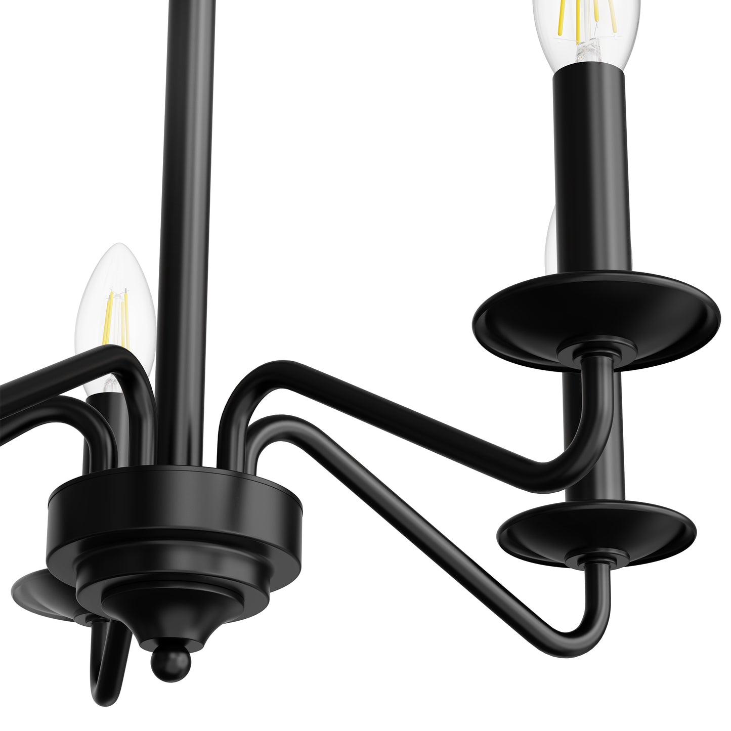 20 in. 5-Light Black Empire Chandelier with Fabric Shades for Dining and Living Room