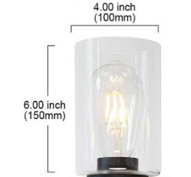 6 in. Clear Glass Cylindrical Shade 4 in. Lip for Replacement Pendant Shade Vanity Shade (1-Pack)