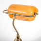 14 in. Banker Task and Reading Retro Gold Bedside Lamp with Orange Glass Shade, Classic Desk Light with Pull Chain
