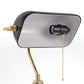 15 in. Black Glass Task and Reading Bankers Lamp with Gold Trim and Pull Chain Switch, Adjustable Desk Light for Office