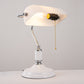 15 in. Silver Task and Reading Bankers Lamp with White Glass Shade and Pull Chain, 350° Adjustable Desk Lamp for Bedroom