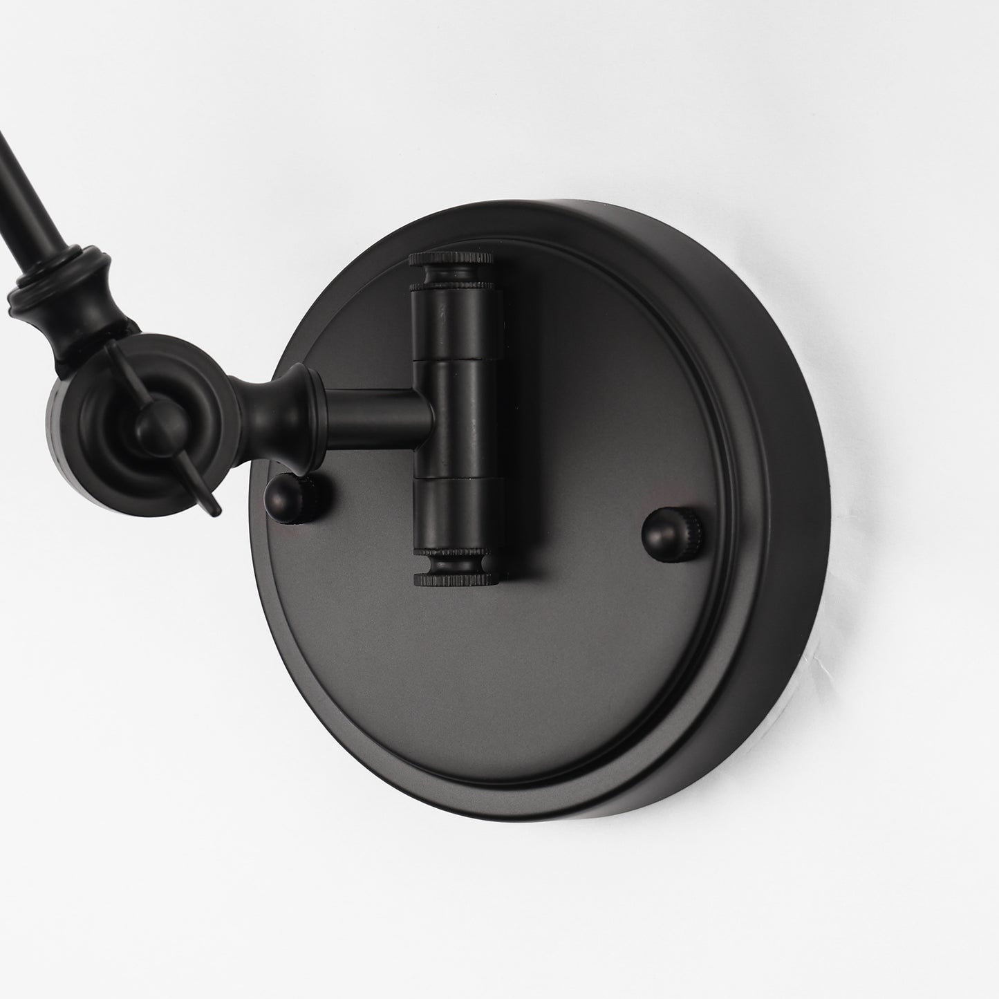 6 in. Set of 2 Black Gold Swing Arm Wall Sconces - Plug-in or Hardwired Adjustable Wall Lamps for Bedroom or Office