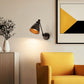 6 in. Set of 2 Black Gold Swing Arm Wall Sconces - Plug-in or Hardwired Adjustable Wall Lamps for Bedroom or Office