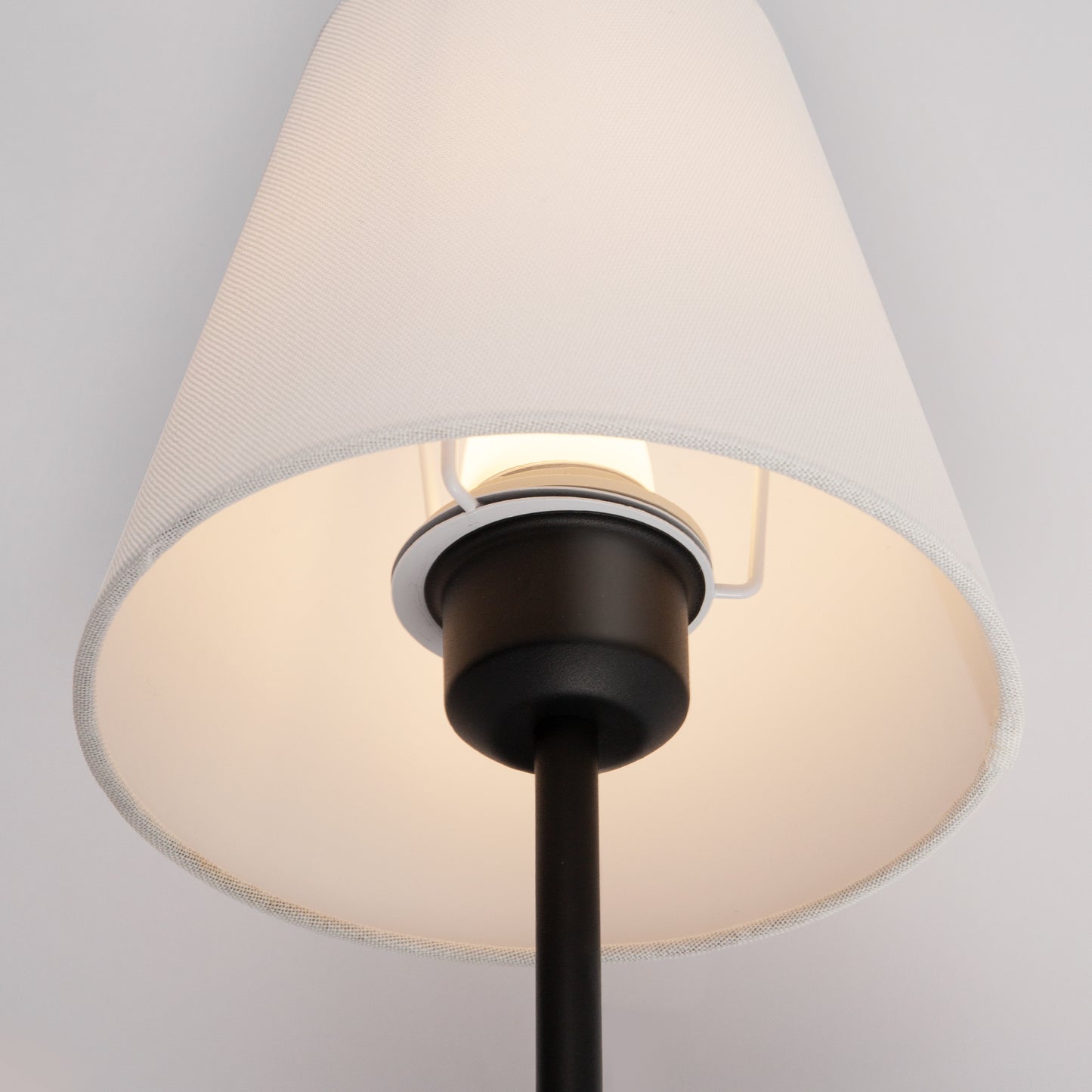 8 in. 1-Light Black Wall Sconce, Rechargeable Wall Sconce with Detachable Bulbs and Fabric Shade for Living Room(2-Pack）