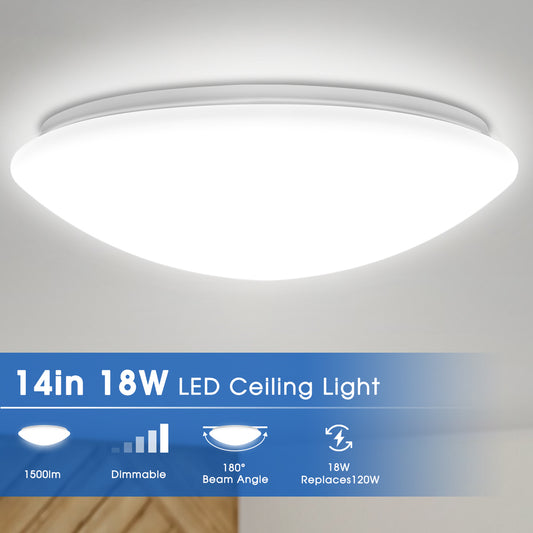13 in. White Round Dimmable LED Flush Mount Ceiling Light in Daylight White 6000K with ETL Certified