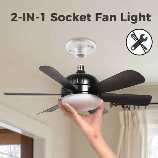 18 in. Indoor Black Standard Ceiling Fan with Adjustable White Integrated LED Flush Mount Light